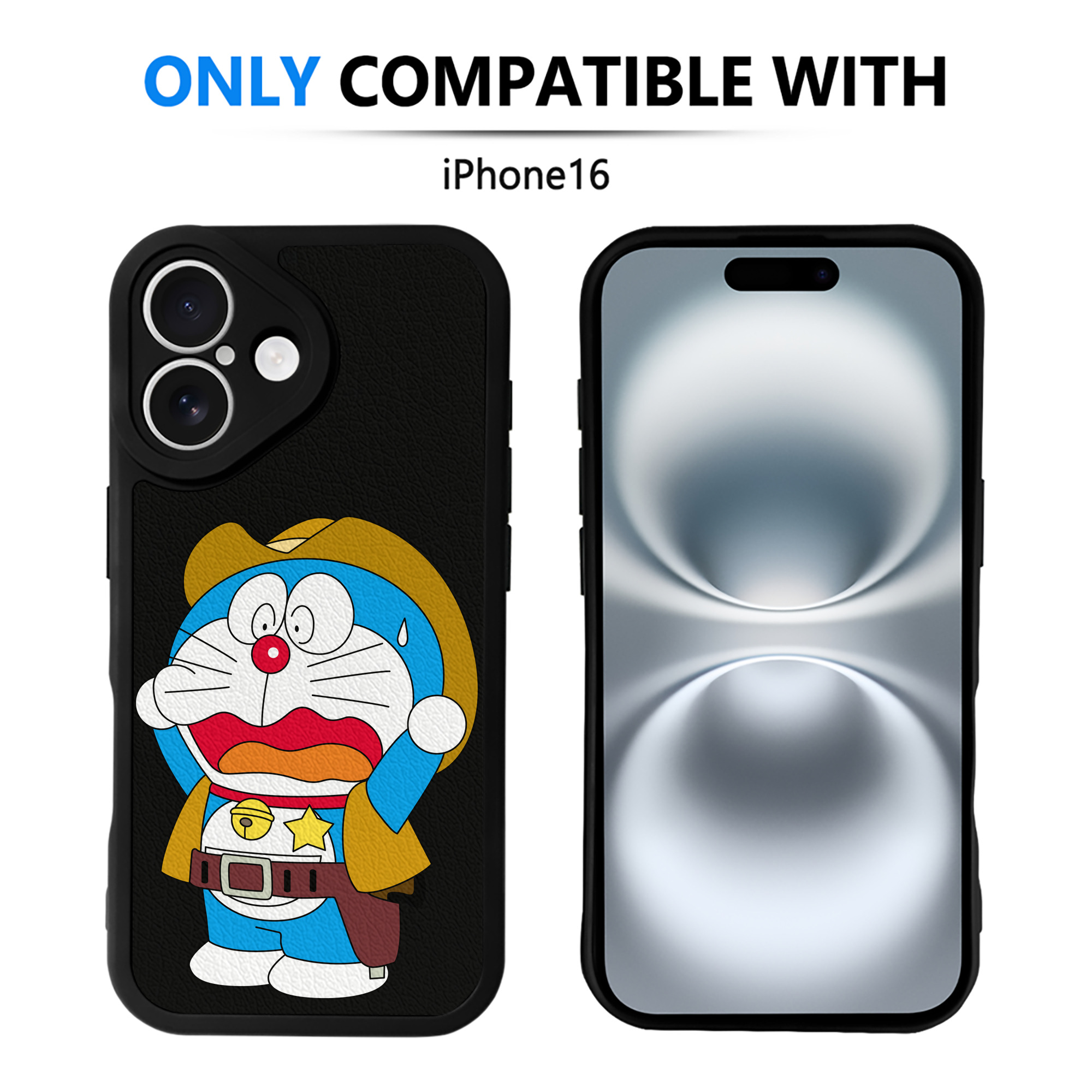 （画像用） ドラえもん Doraemon 【iPhone 16シリーズ対応】シリコンスマホケース（レザー調） 材質：シリコン